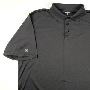 Antigua XTRA-LITE Pique Golf Polo Black XL Moisture Wicking Preppy Athletic EUC